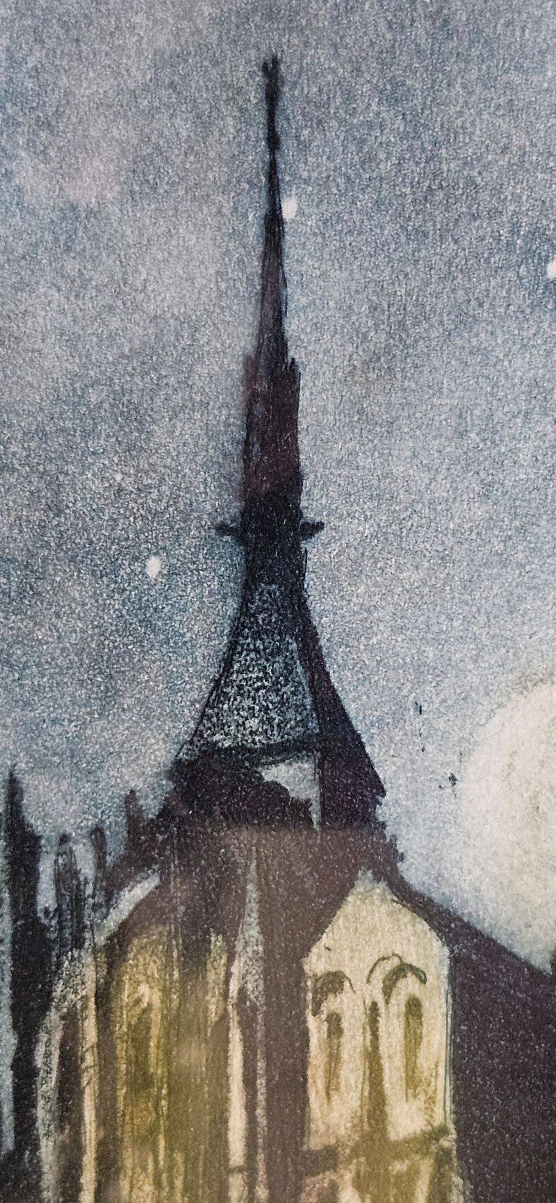 Le Querrec Lithograph Moonlight Effect on Mont Saint Michel 15/350