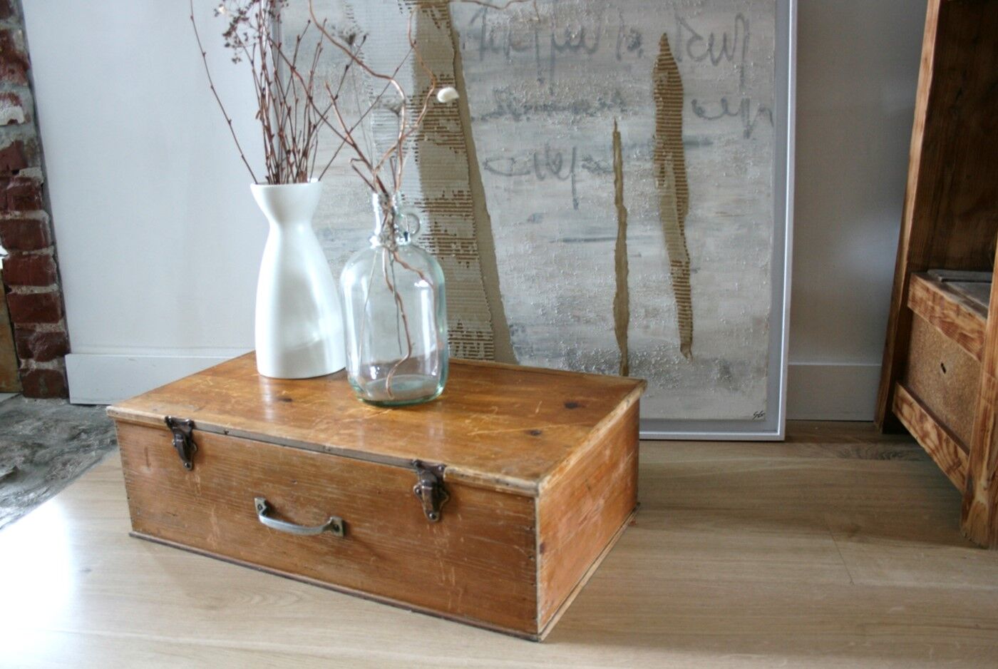 Old wooden travel chest