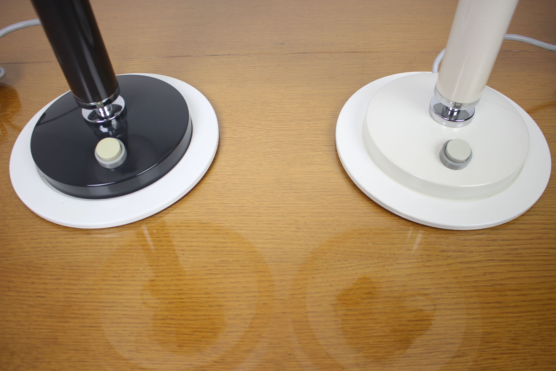 Set of two rare black & white table lamps/ Napako, 1960's