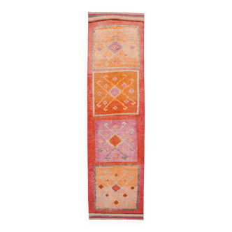 3x11 Turkish Pink & Orange Vintage Runner Rug, 95x345Cm
