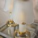 pair of bedside lamp, molded glass and brass 1970