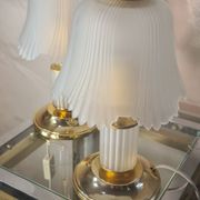 paire de lampe de chevet, verre  moulé et laiton 1970