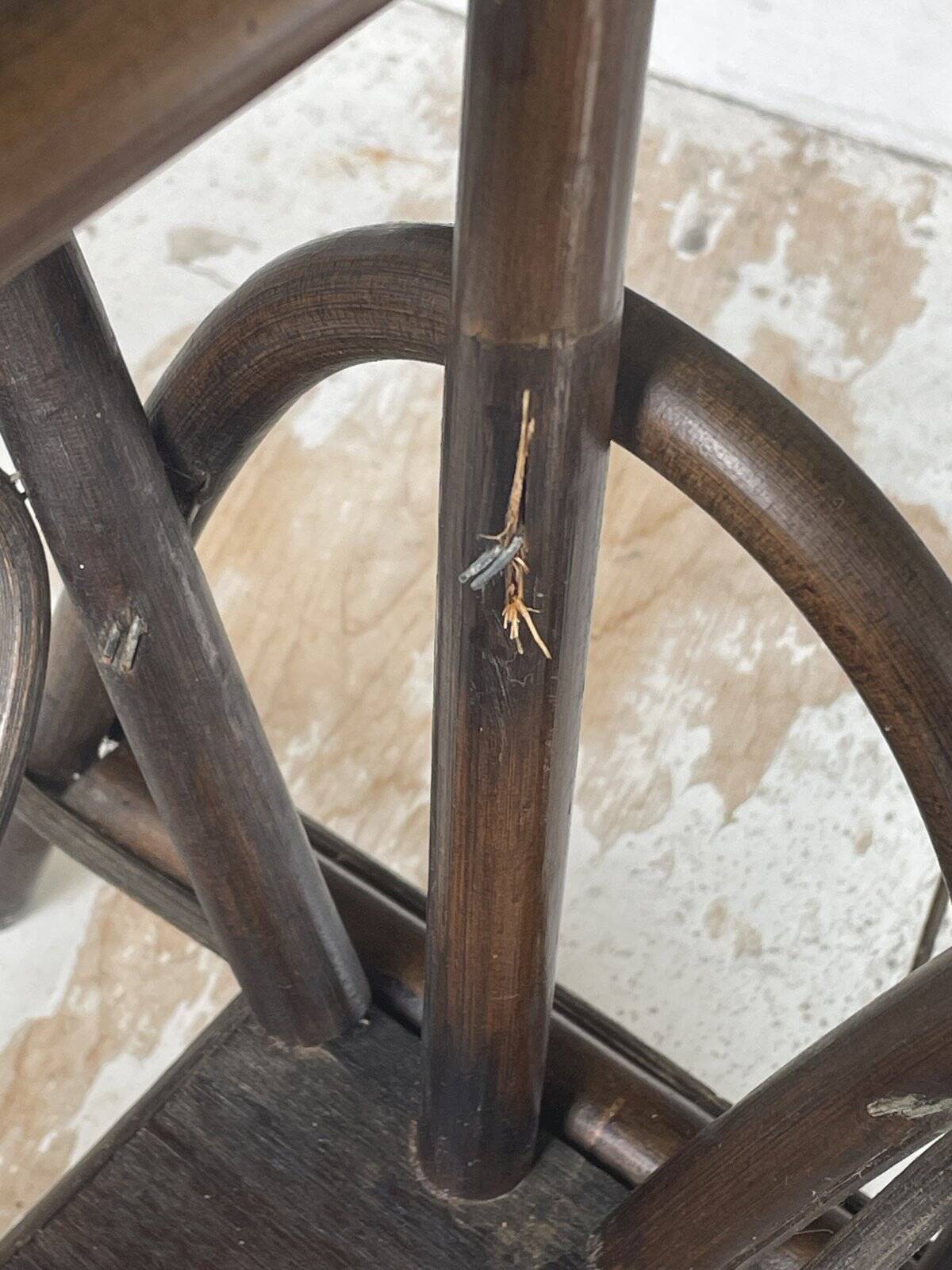 Vintage turned wood and rattan magazine rack