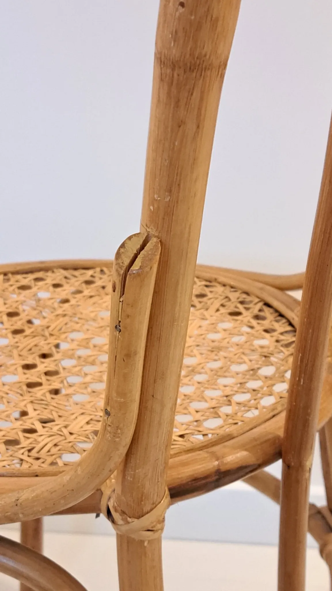 Vintage bamboo and cane chair, Thonet bistro style.