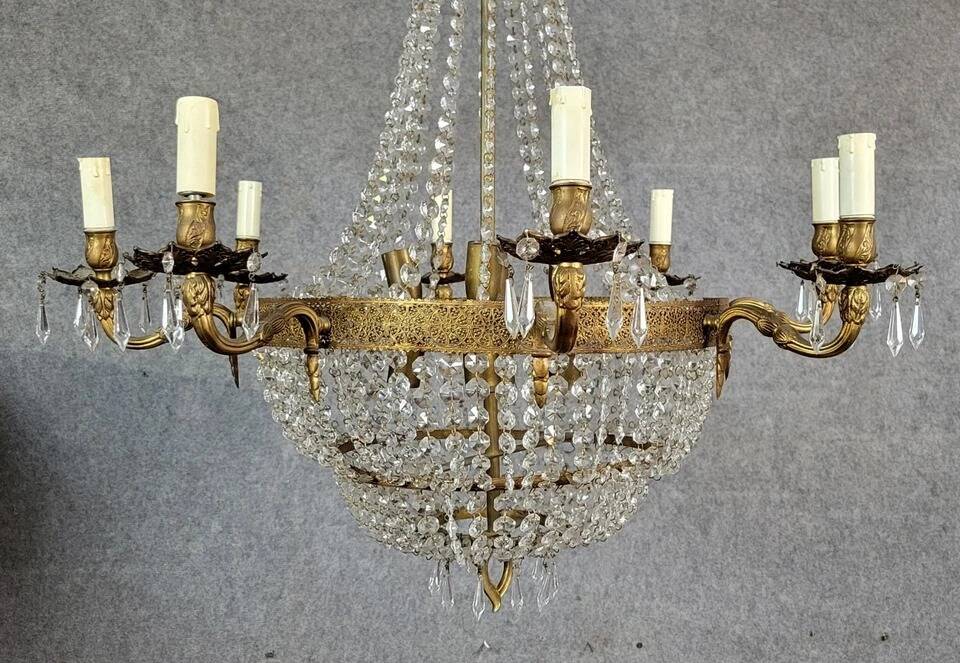 Louis XV style hot air balloon or basket chandelier circa 1900