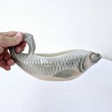 Gravy Boat With Handle Old Earthenware Ceramic Sarreguemines Salmon Fish Shape