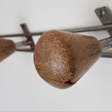 Wooden and metal coat racks, 3 heads, vintage french, 50s