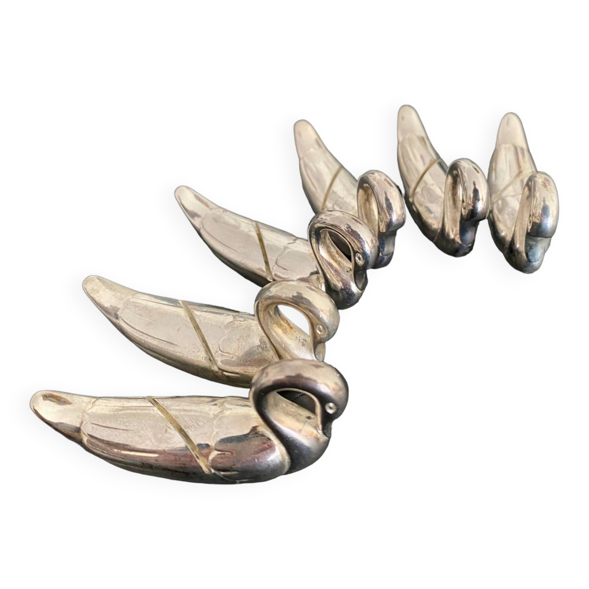 6 porte-couteaux forme canard en métal couleur argent
