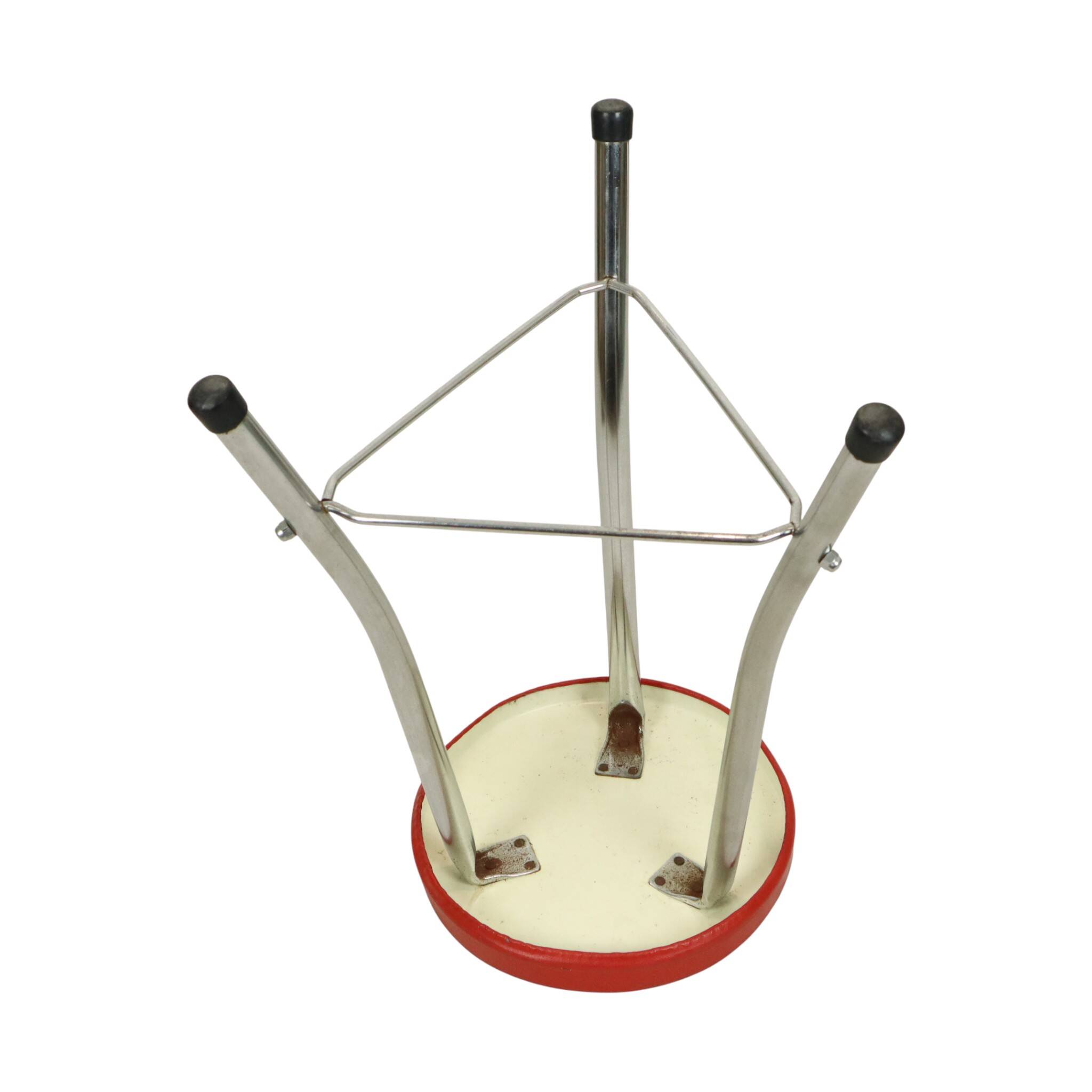 1950s Brabantia Stool Red Faux Leather and Chrome