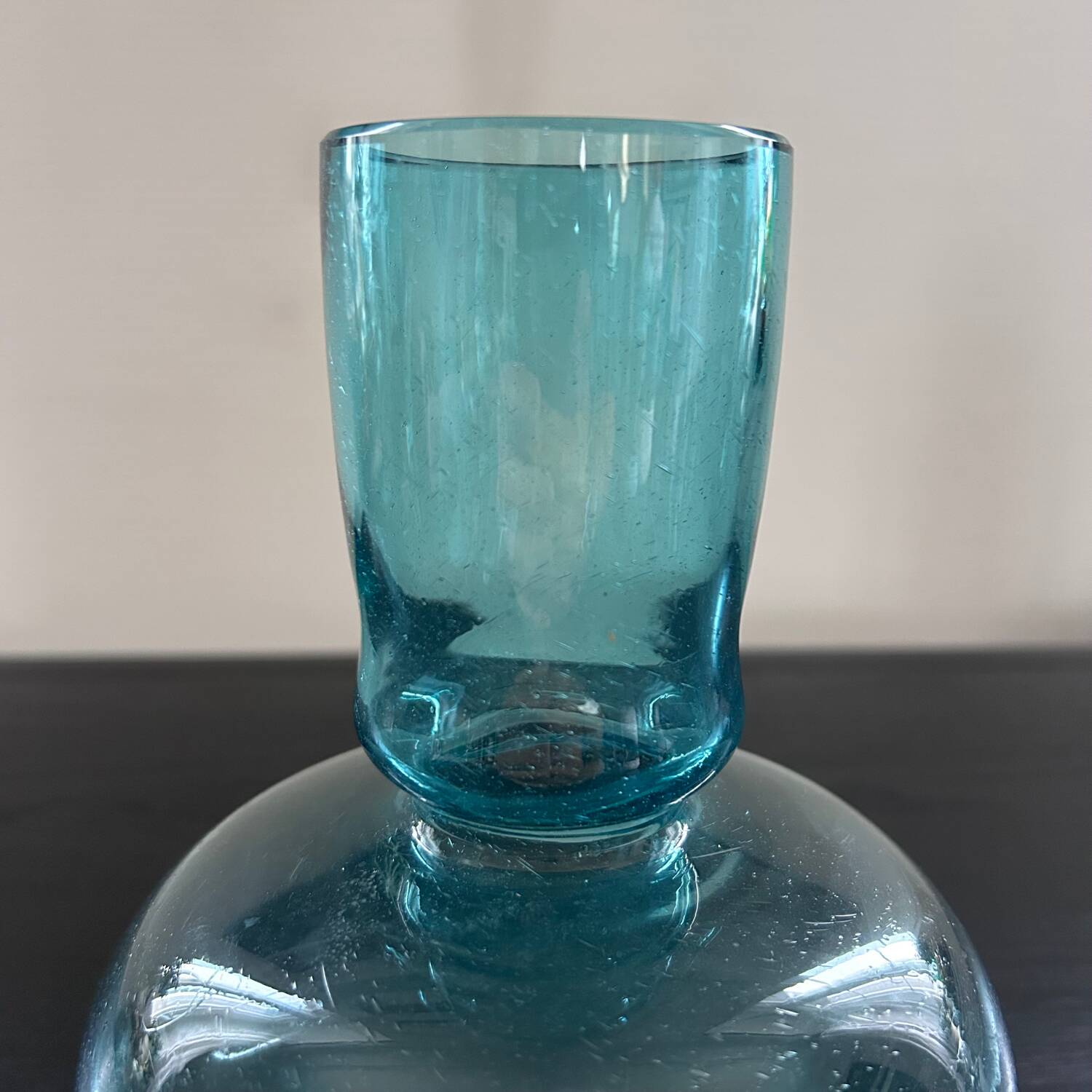 Bubbled glass style blue vase