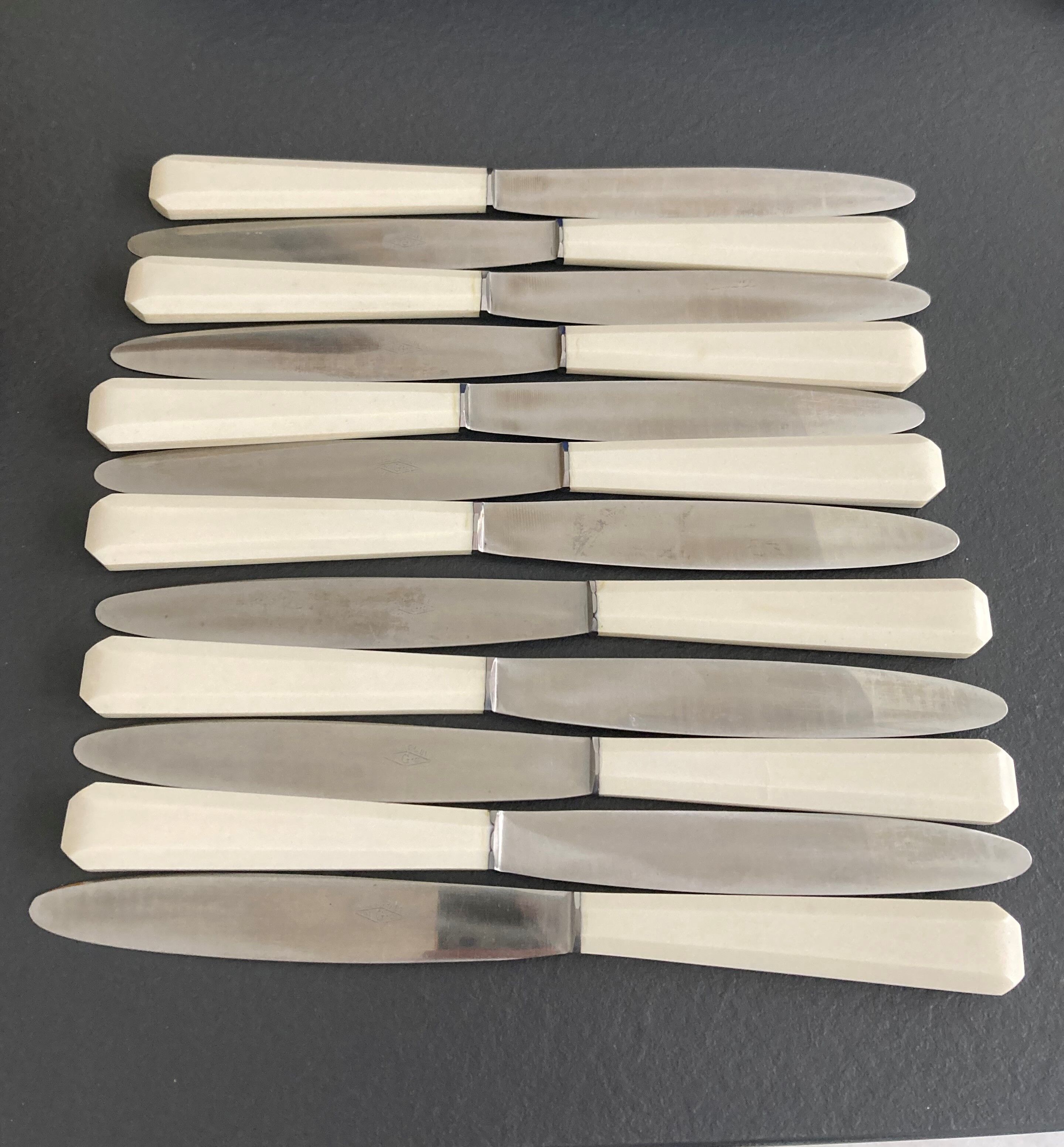 Box of 12 Art Deco stainless steel knives