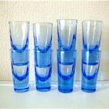 Suite of 8 blue glasses Myosotis