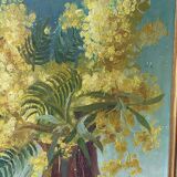 Painting on wood, mimosas, Belli