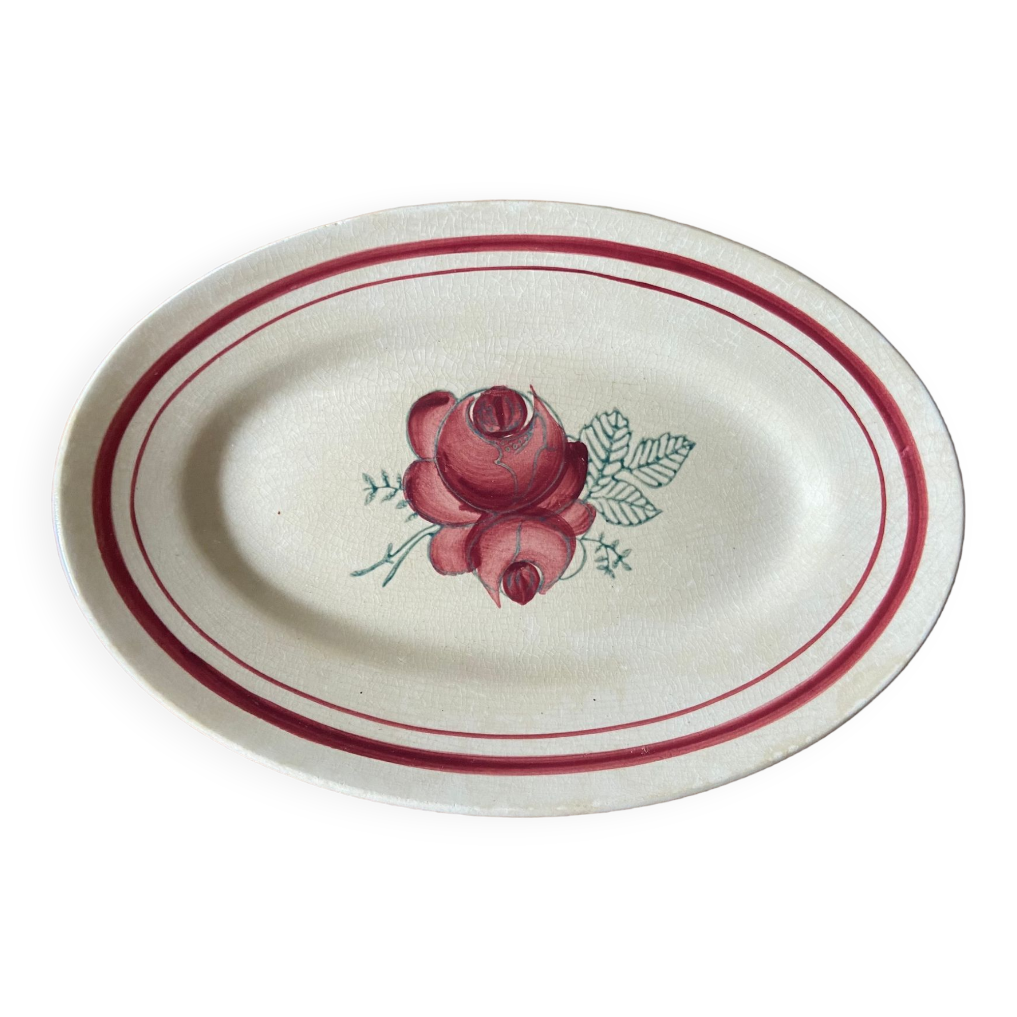 Gien earthenware dish, Bellegarde model, hand-painted