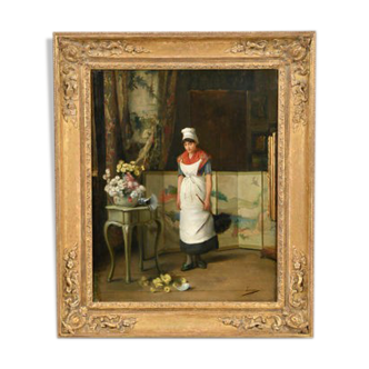 Painting "Soubrette" signed Auguste Serrure