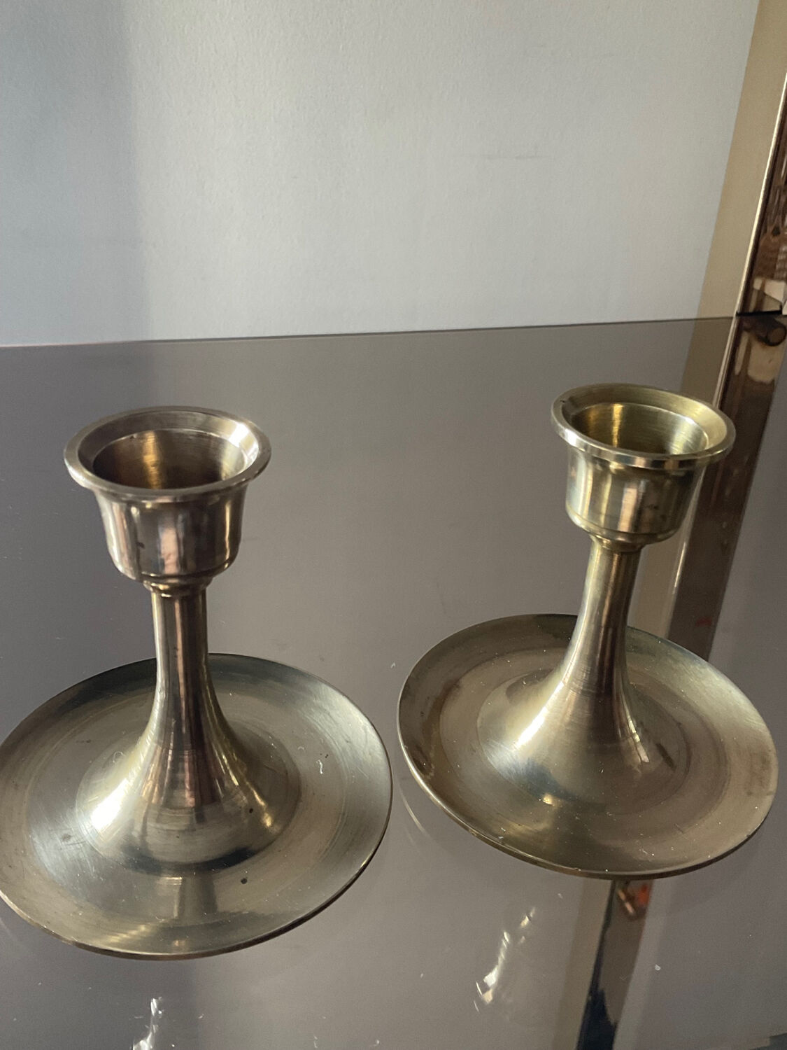 Pair of vintage brass candle holders