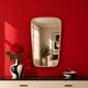 Trapezoidal wall mirror in gold metal – 1950s-60s modernist design