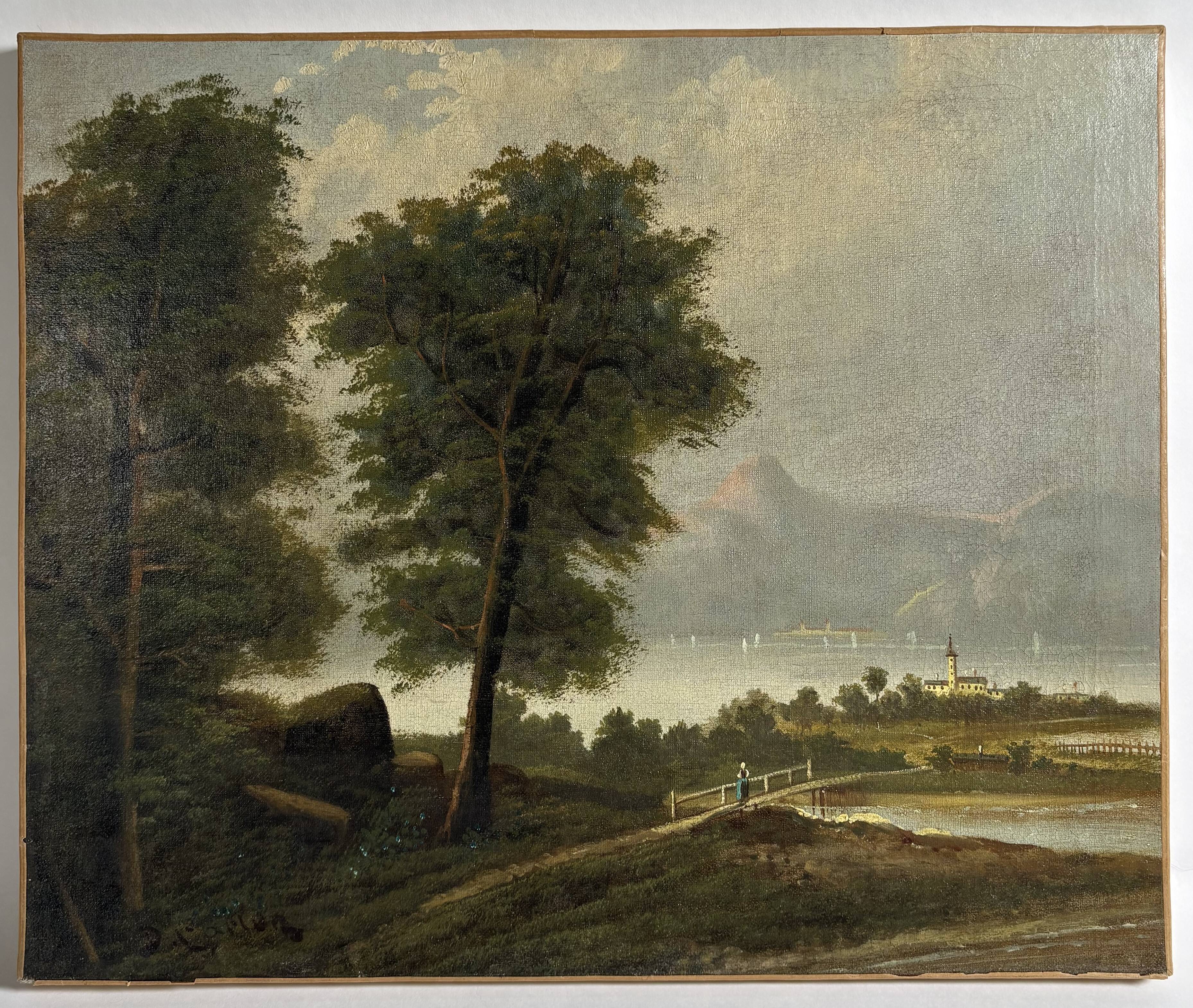 French school (19th century) - Landscape by Lake Geneva