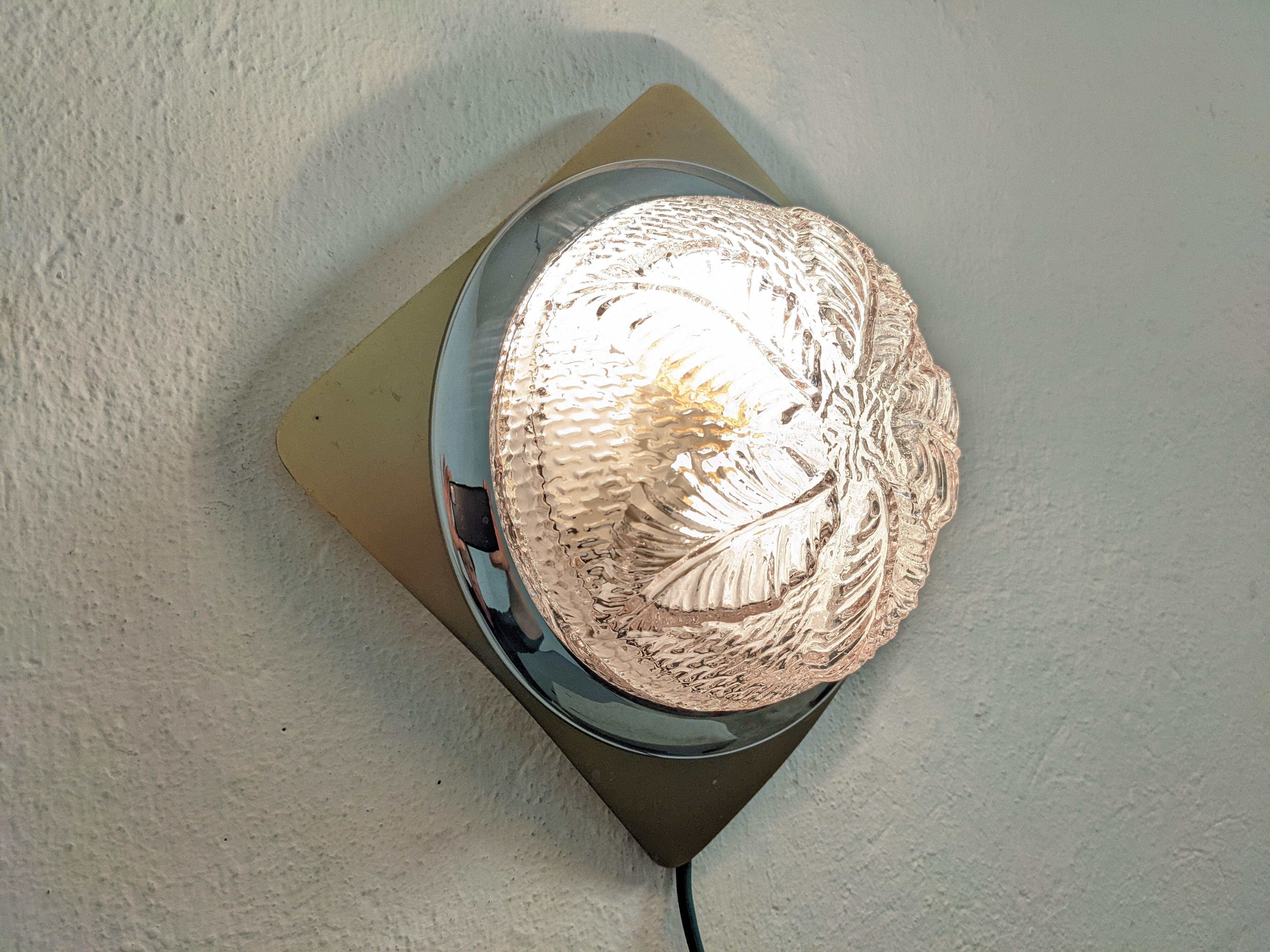 Pair of glass wall lamps from the 70s/80s