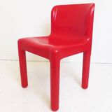 Vintage Italian Red Plastic Chair By Carlo Bartoli For Kartell Italy