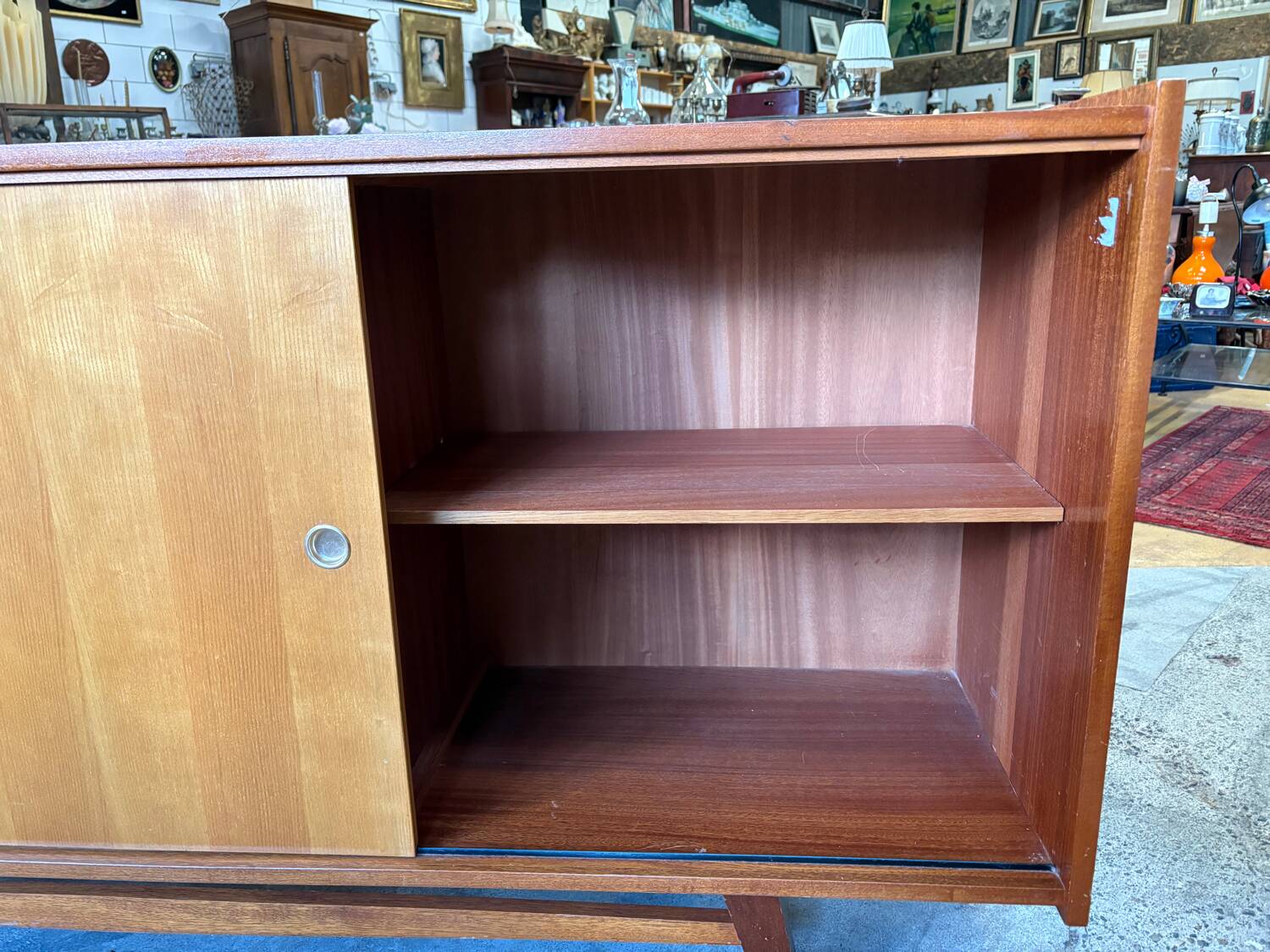 Vintage 1960s sideboard on casters, Scandinavian style