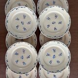 Set of 10 Lunéville Flore Vintage Flat Plates, antique earthenware