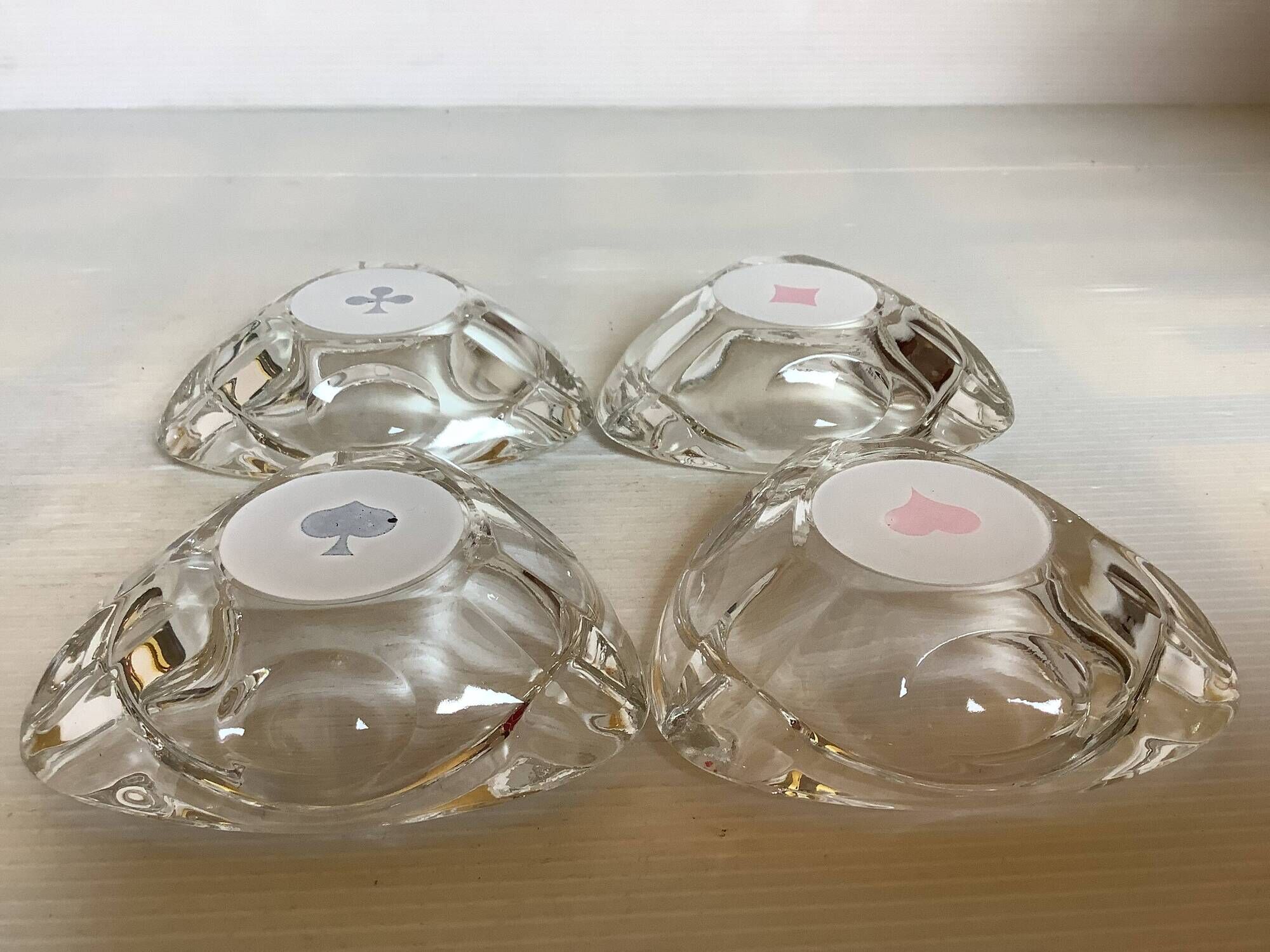 Four ashtrays playing cards spade diamond club heart