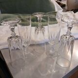 5 antique crystal flutes