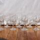 8 vintage foot glasses in Arques crystal Louvre model