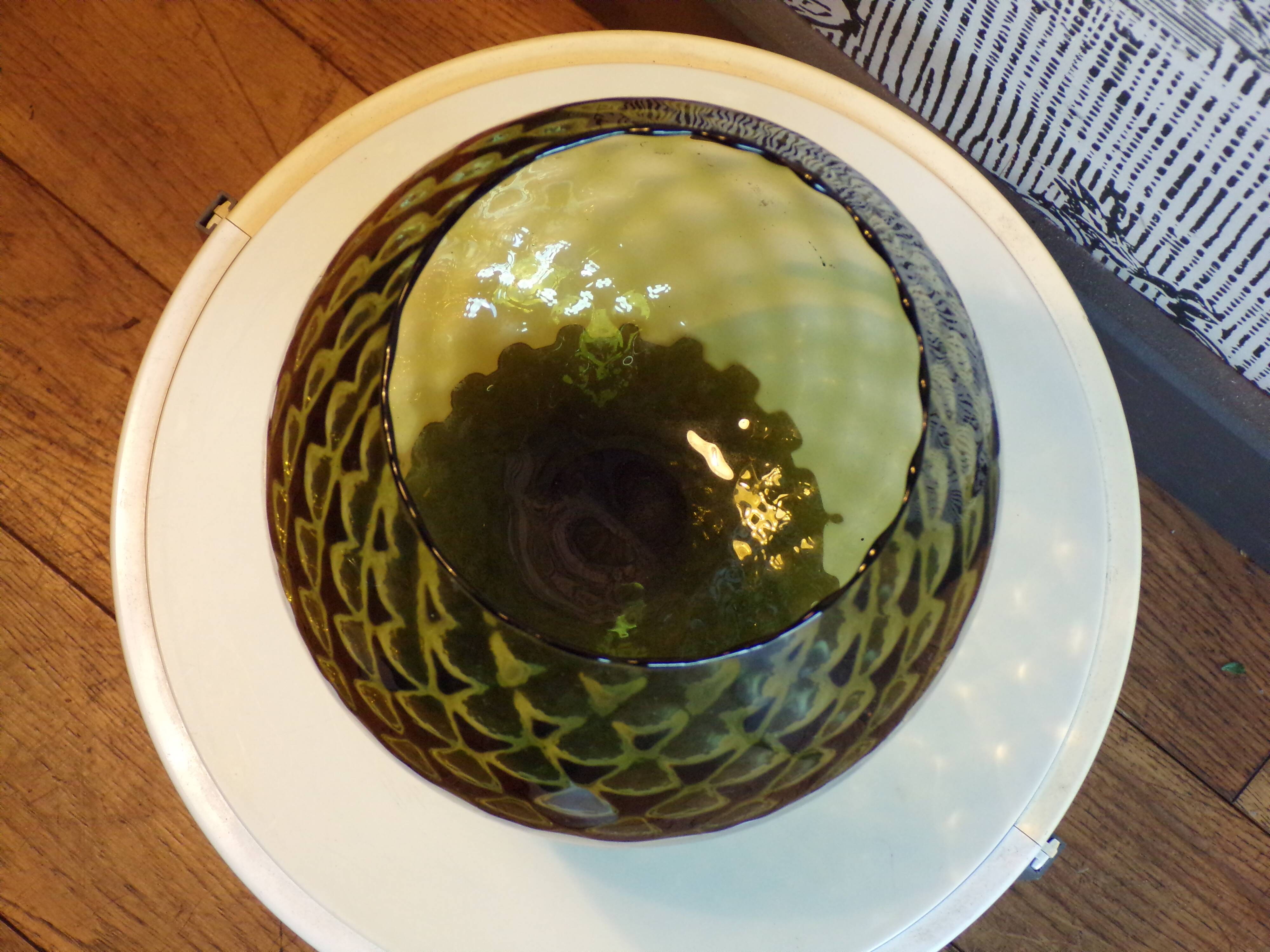 Khaki green empolied vase h=33cm