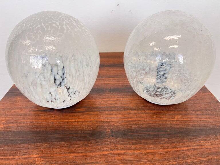 Pair of design mid century artglass Table Lamps, 1980s - Czechoslovakia