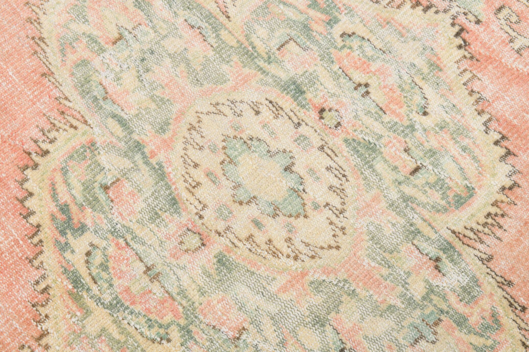 6x9 Vintage Peach Oushak Vintage Rug, 184x276 Cm