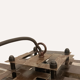 Pair modernist brutalist copper metal architectural hanging lamps, France