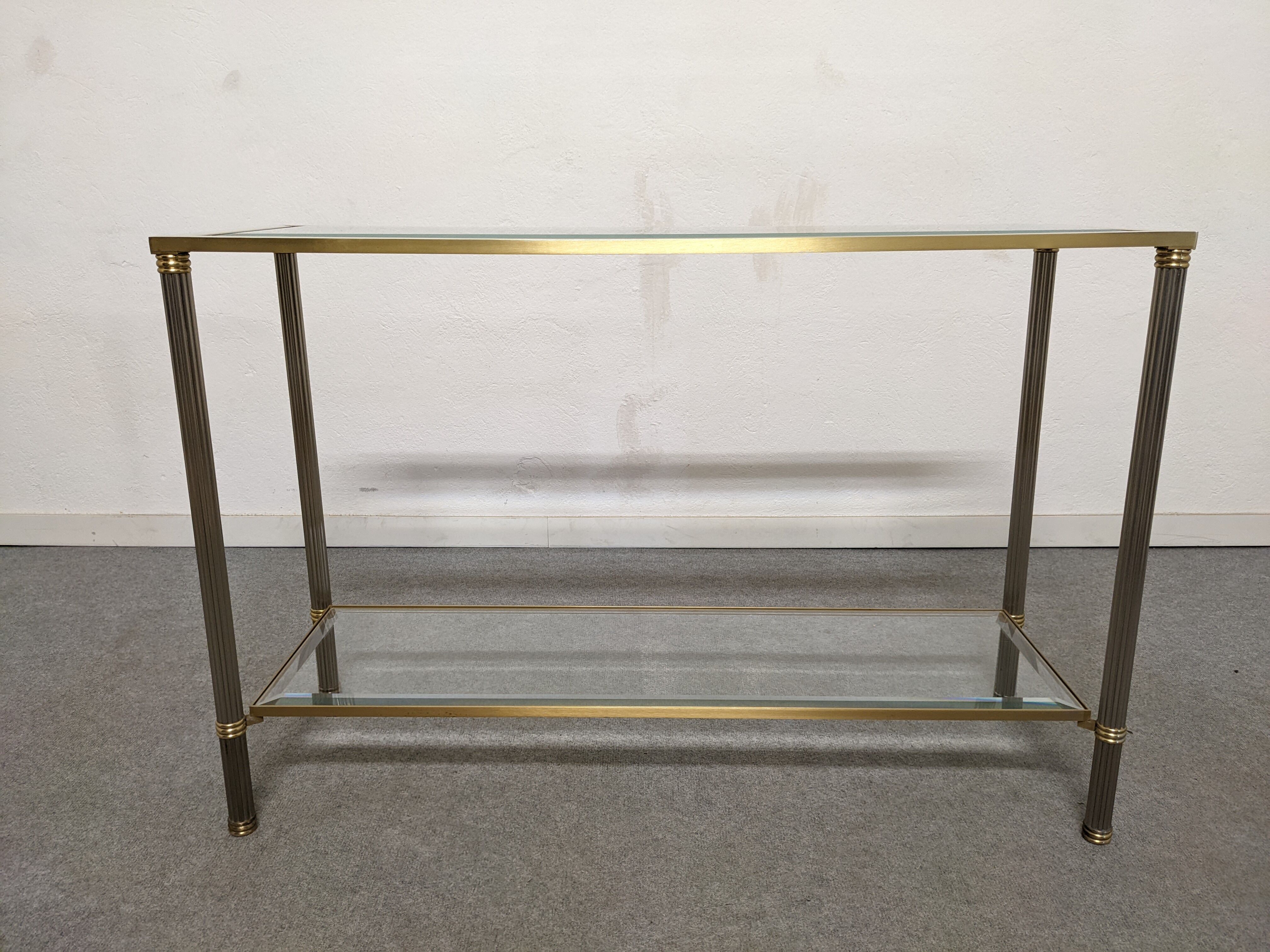 Glass and brass console from the 70s