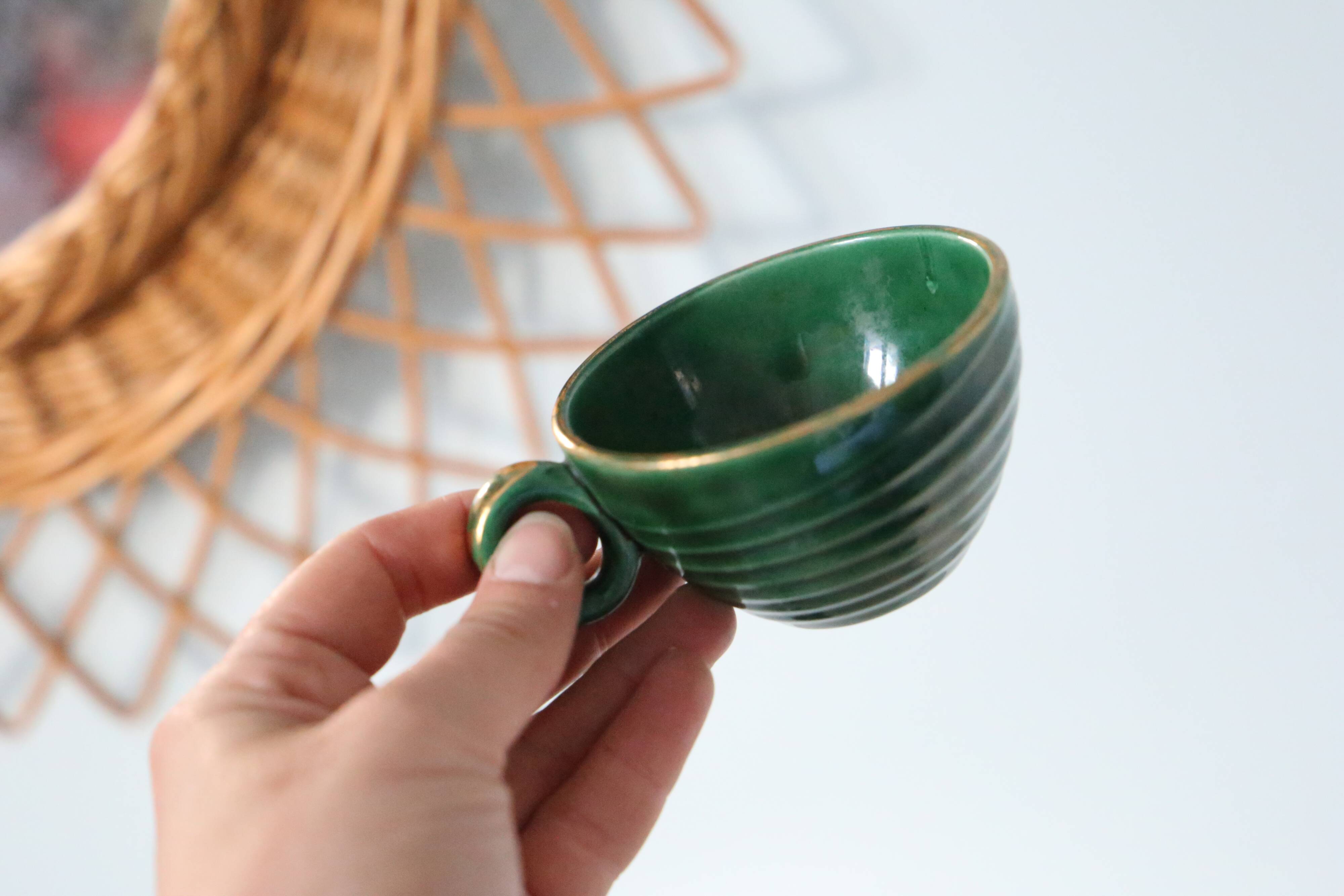 Paire de tasses vertes St Clément vintage