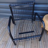 Duo of black armchairs "grilling" metal