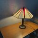 Honsel Tiffany-style table lamp, cream and red glass shade, 1970s