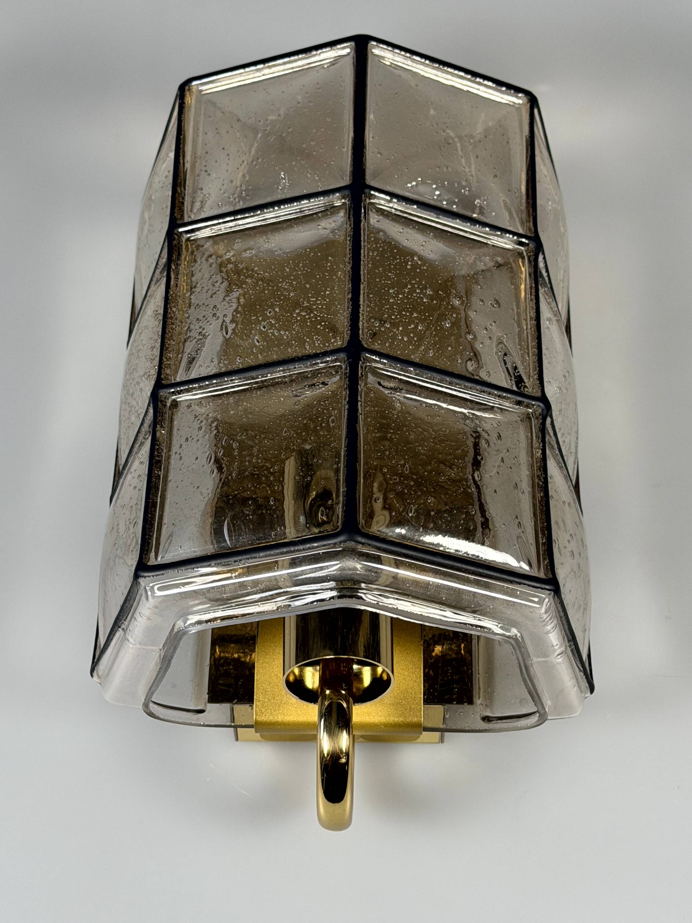 60s 70s Wall Lamp Wall Sconce Glashütte Limburg Germany Glass & Metal