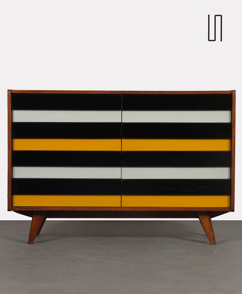 Yellow and black chest of drawers, model U-453, by Jiri Jiroutek, 1960