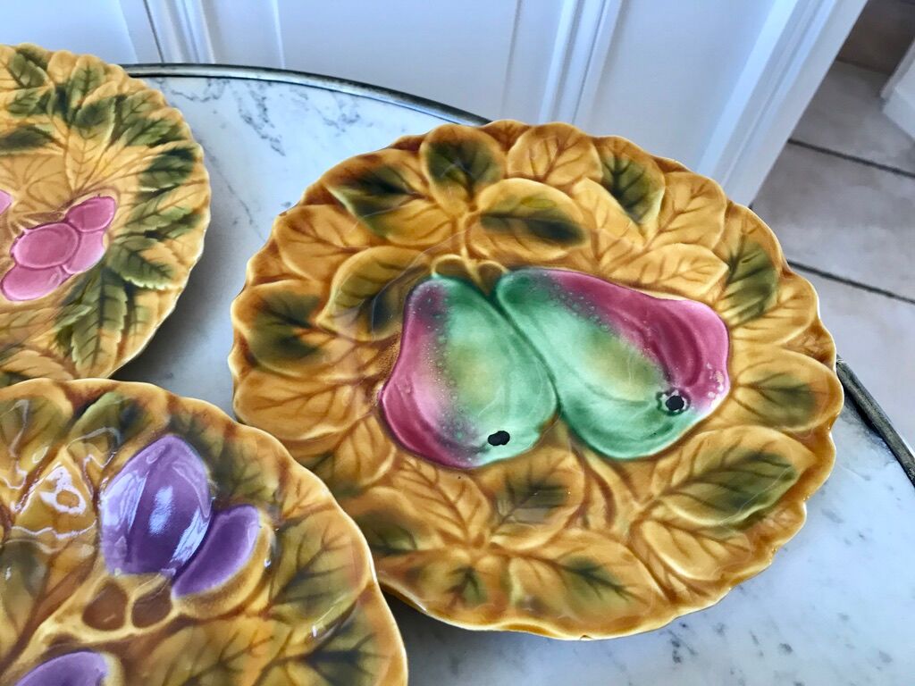 Set of 6 dessert plates in Sarreguemines slurry 60s