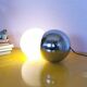 Lampe molécule deux boules globe en opaline et inox 1970