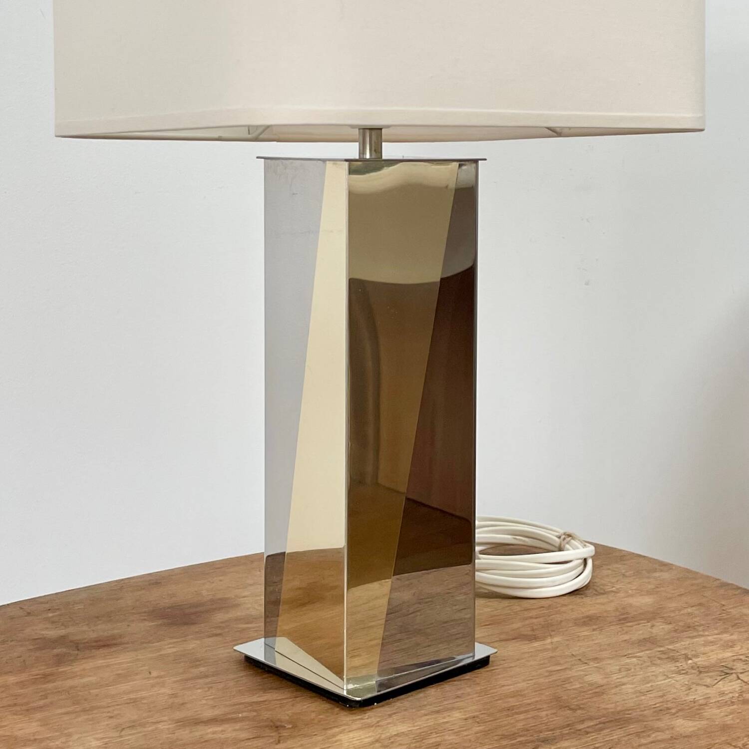 Chrome and gold metal lamp