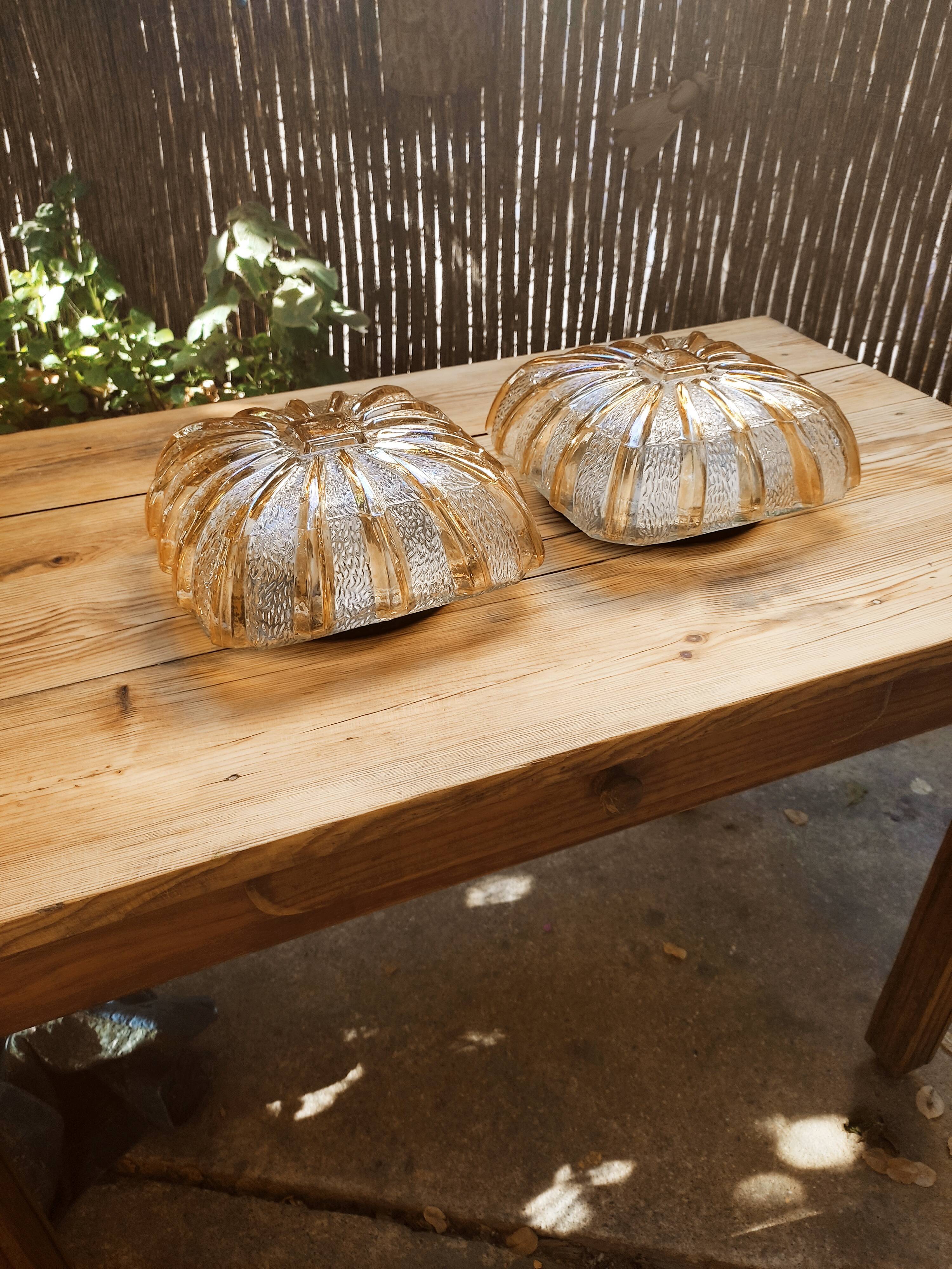 Duo of glass sconces