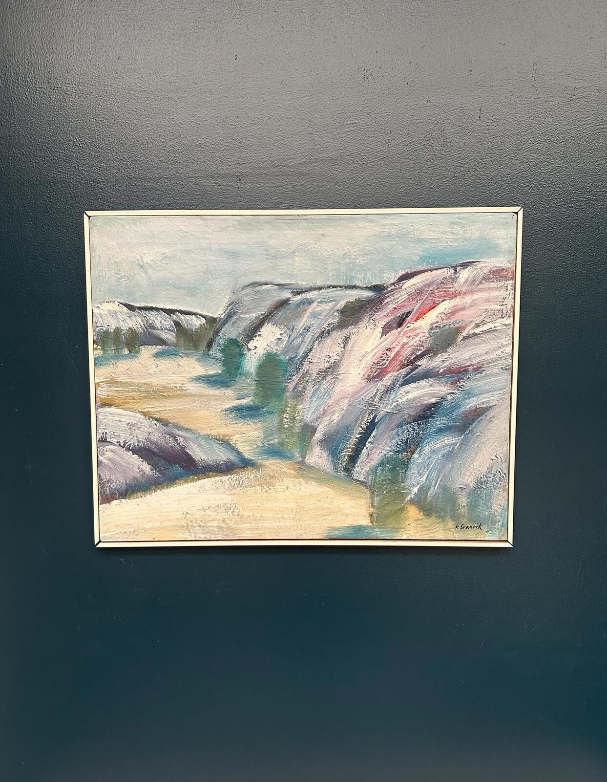 Swedish Oil on Canvas – “Valleys” by K. Svanvik – Signed
