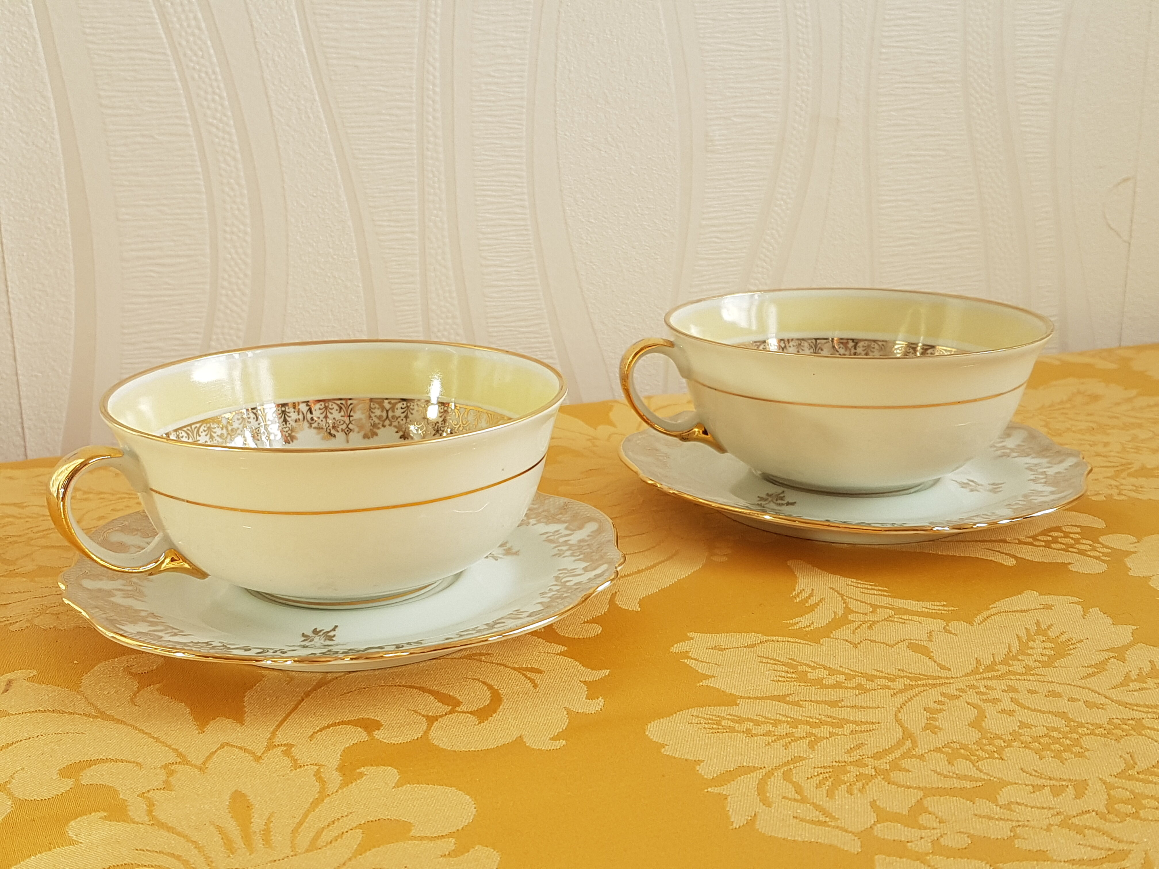 Art of Limoges Bernardeaud Very beautiful Old porcelain cups patterns flowers