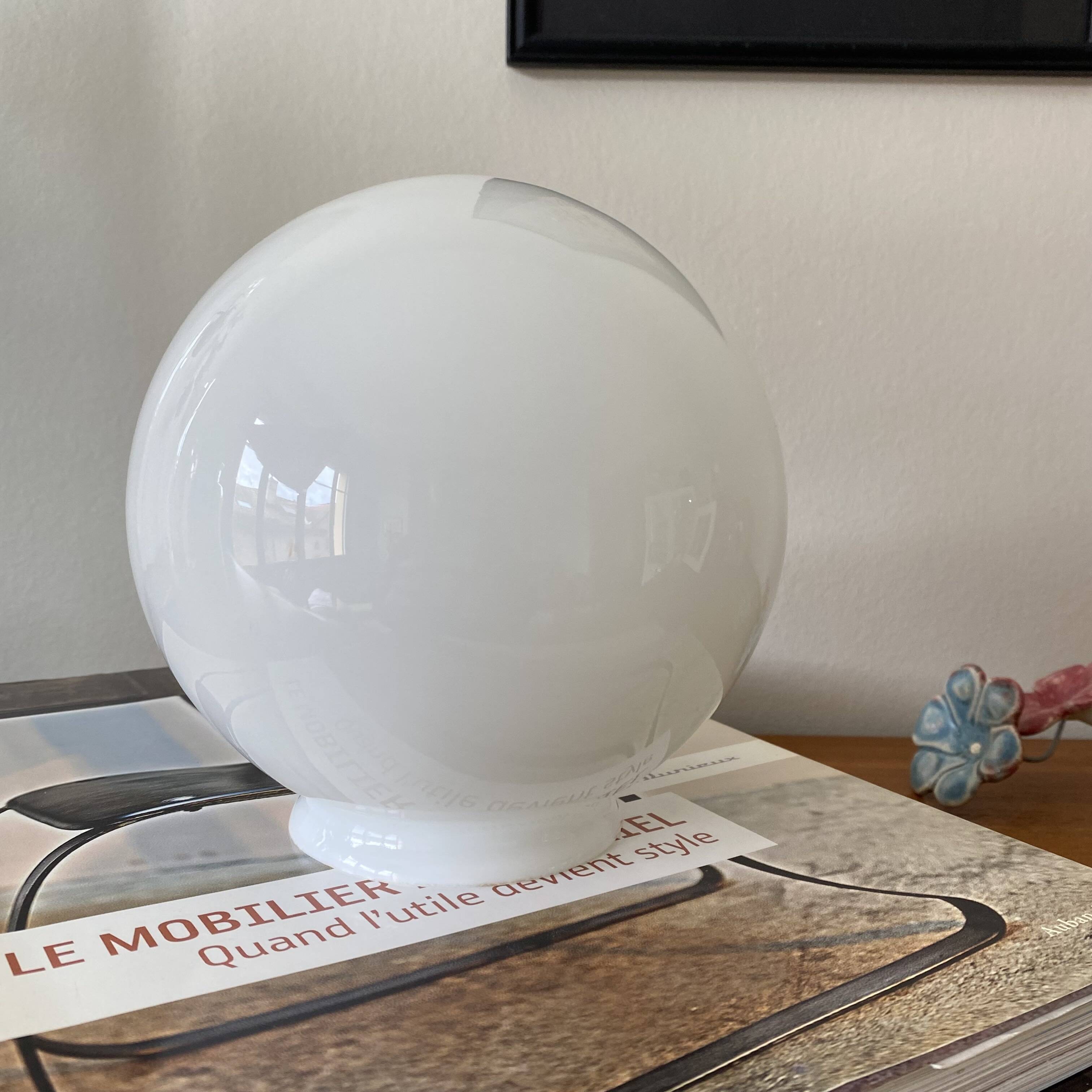 Antique opaline glass globe, 15 cm diameter for wall lamp chandelier.