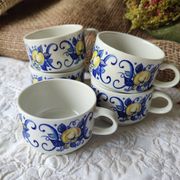 Set of 5 vintage Villeroy & Boch mugs – Cadiz model – Blue decor and