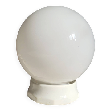 Opaline ball ceiling light, Art Deco/industrial — 1930s-1950s