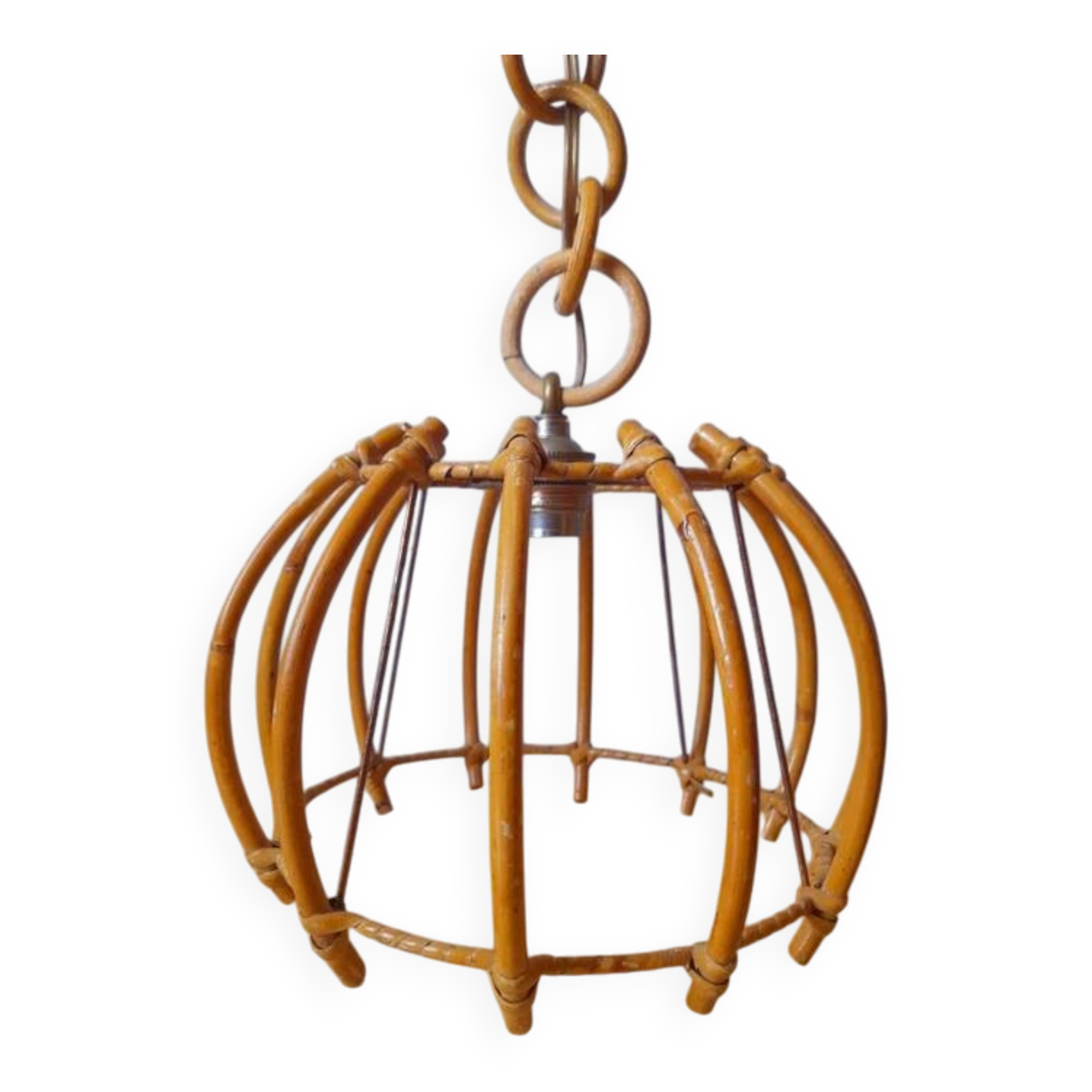 Rattan suspension in the style of Louis Sognot, 1960.