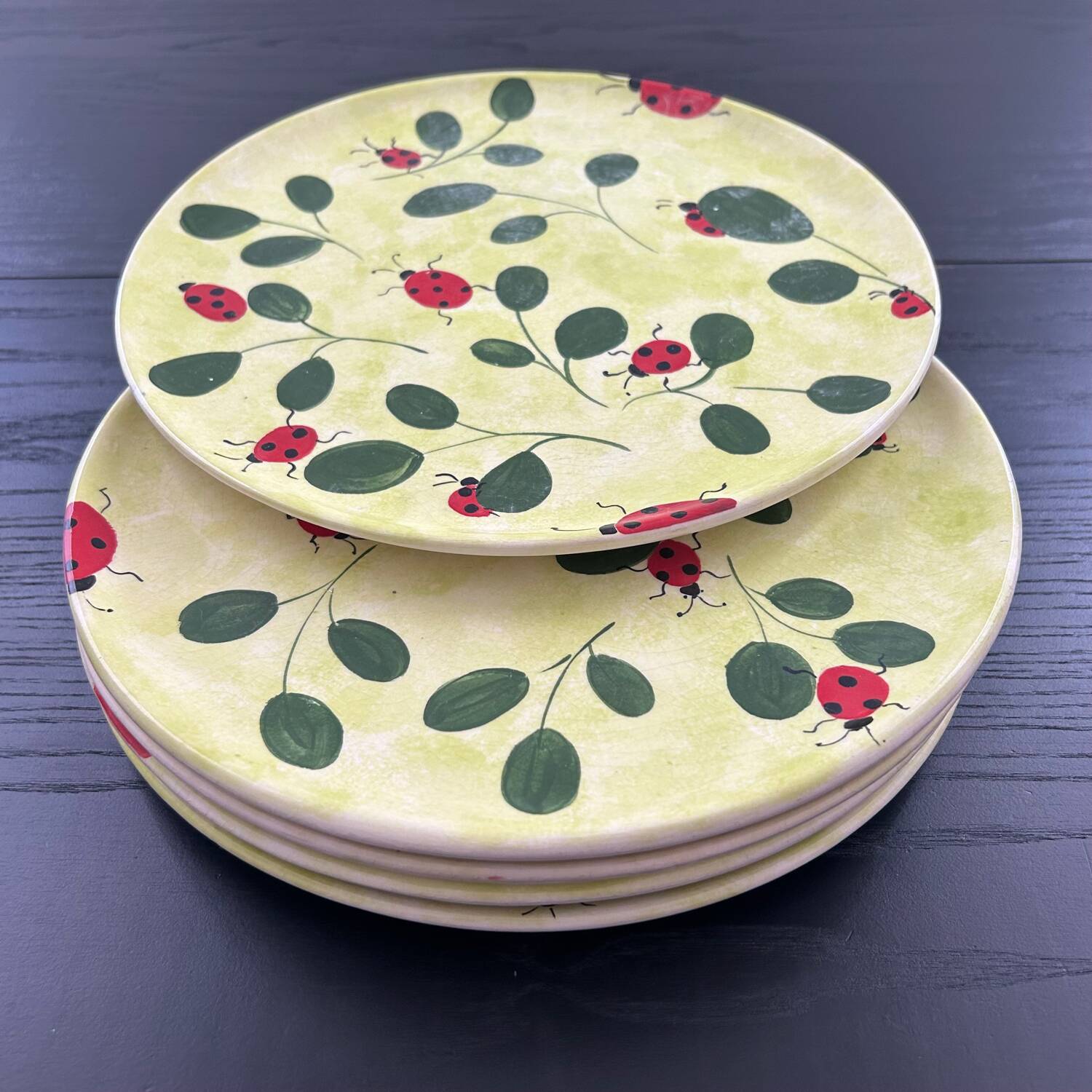 Service de 5 assiettes décor coccinelles